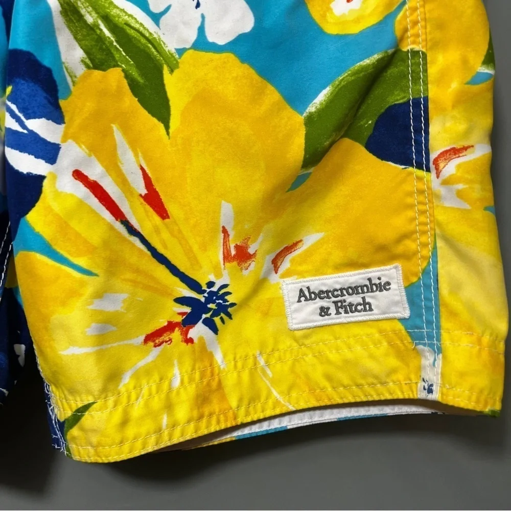 Abercrombie & Fitch Men's Bright Hawaiian Swim Board Shorts Size Small Beach - Picture 2 of 11
